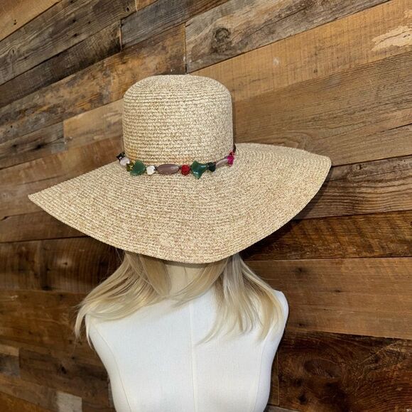 Adrinfly Foldable Floppy Wide Brim Straw Sun Hat Travel Packable UV UPF 50+ EUC - Picture 1 of 13